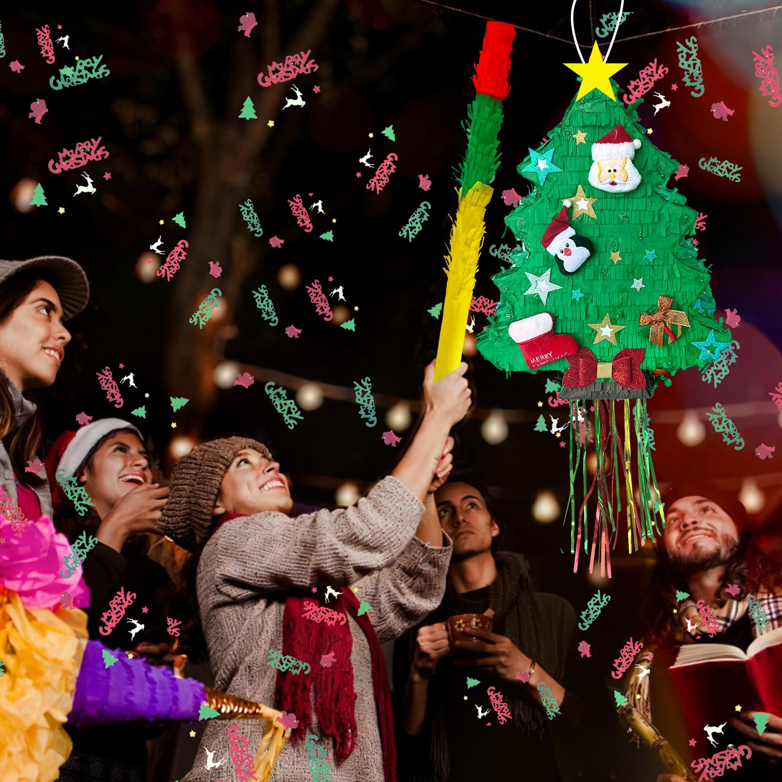 Yuminefeety pinata bat included for safe, supervised festive knocking.