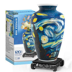 YunSheCSBS 3D puzzle vase with LED light brightens desk decor.