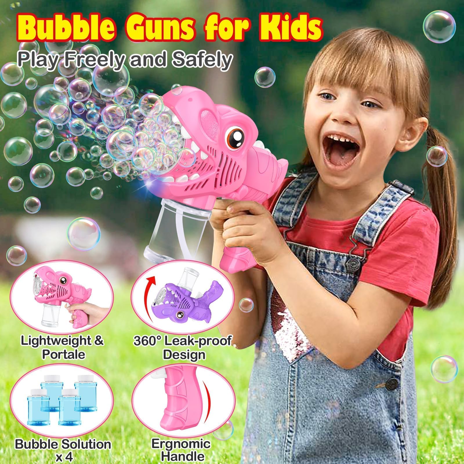 Yunaking bubble gun with 13 outlet holes delivers abundant bubbles