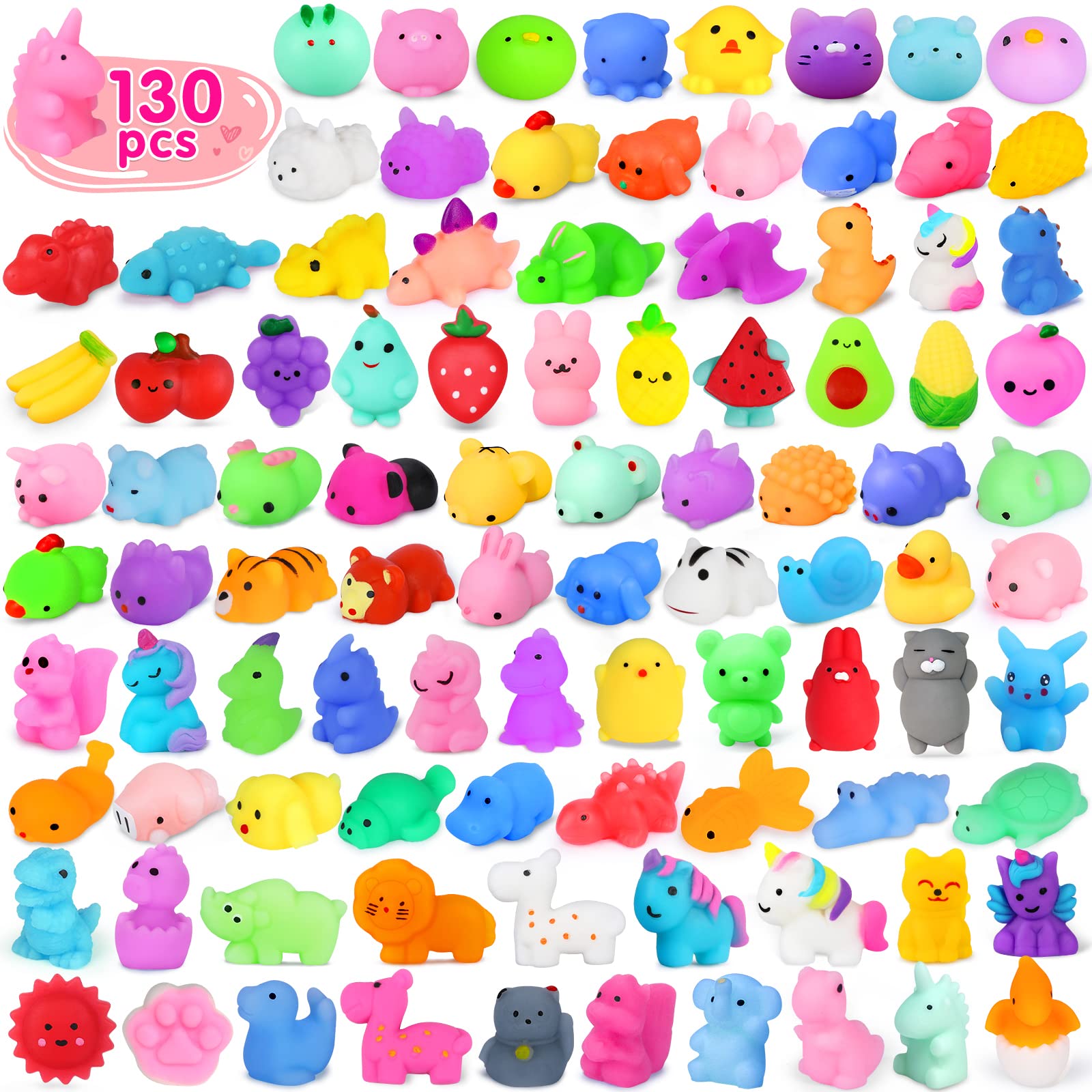 Yunaking 130pcs squishies set with dinosaurs for fun play and learning
