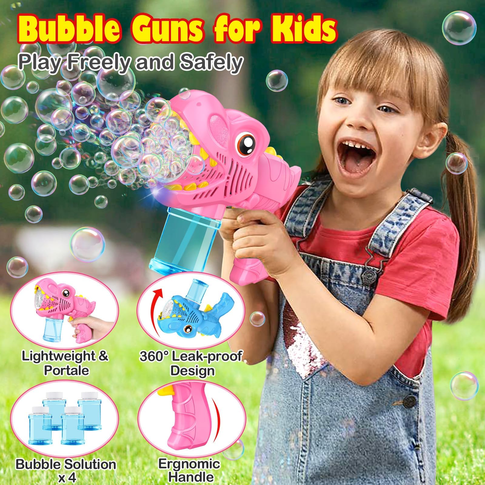 Yunaking ABS safety bubble gun uses durable materials for little hands.