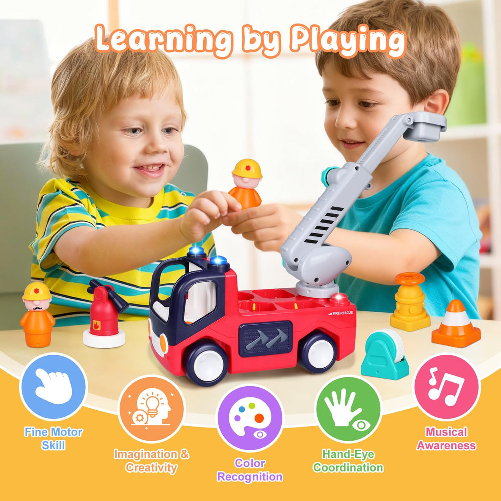 Yunaking firefighter tools set with interactive actions builds hand-eye coordination.