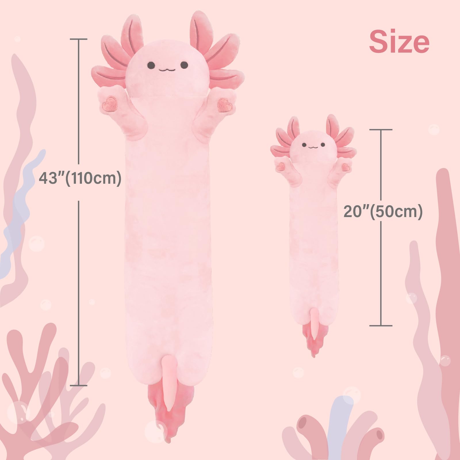 YUNCOL Axolotl plush pillow use offering soft support for naps and relaxation.