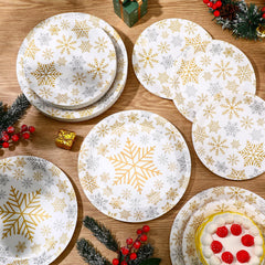Yungyan 120pcs snowflake plates gold pack, ready for large gatherings