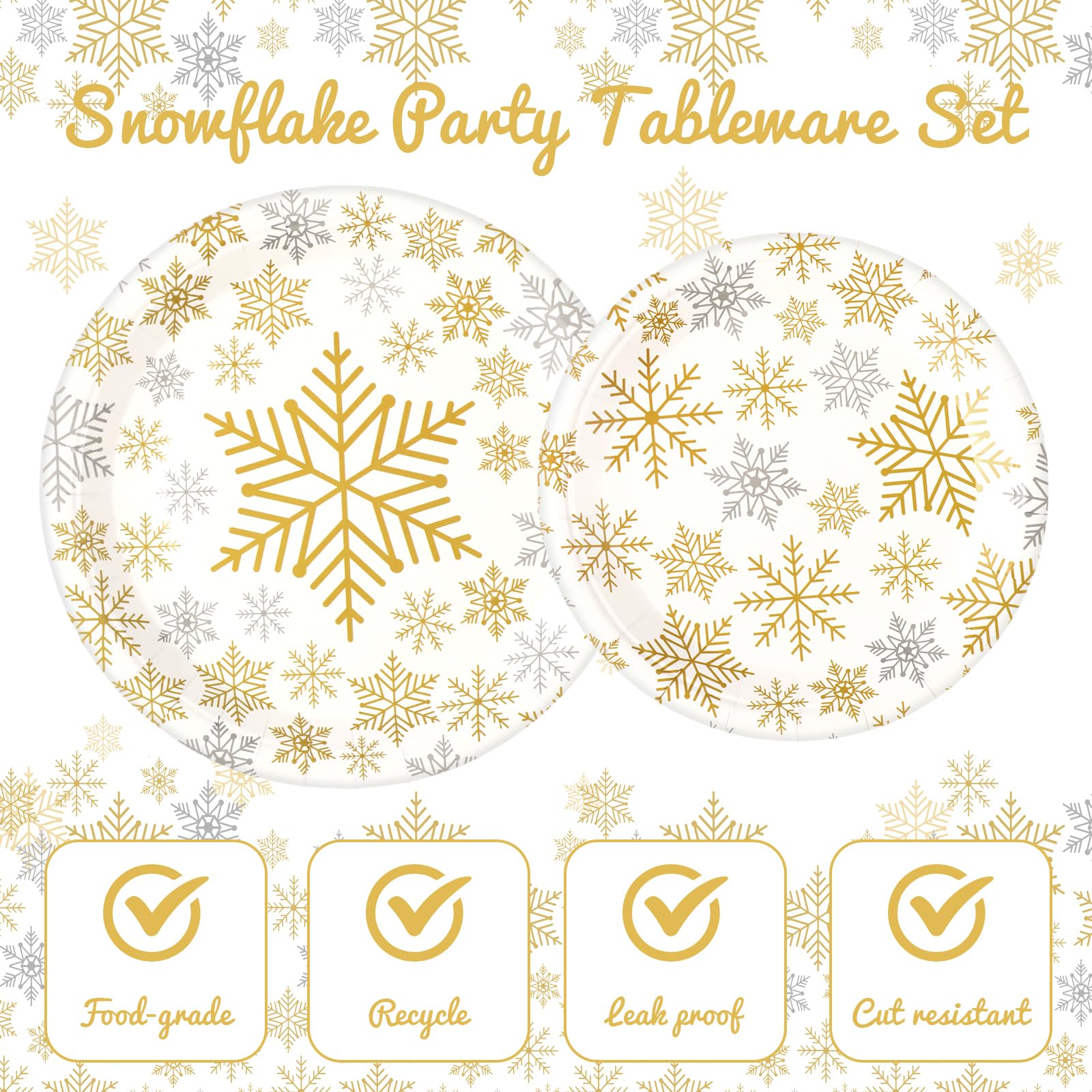 Yungyan snowflake 7 inch dessert plates in gold, ideal for desserts