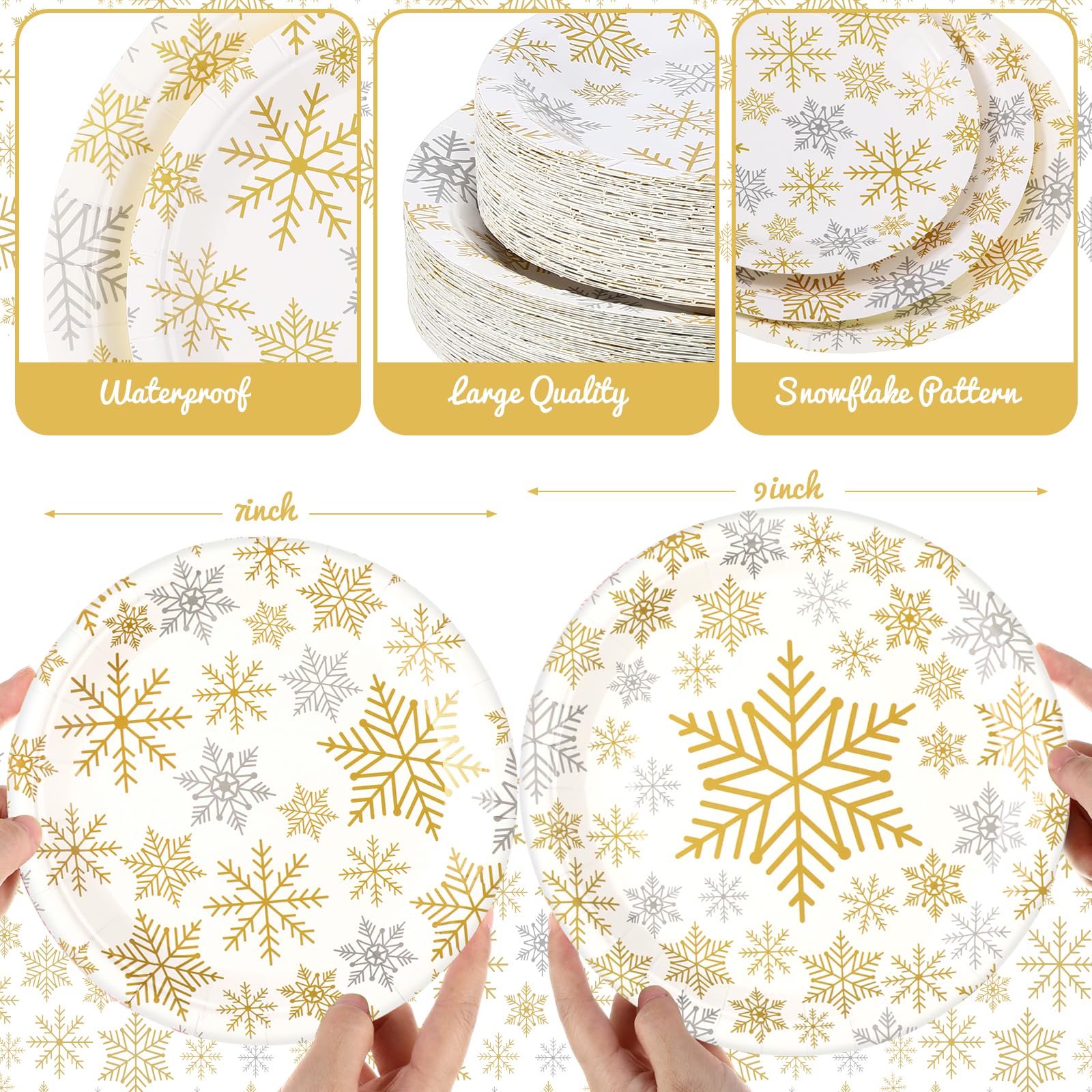 Yungyan winter wonderland setup with gold plates enhances party ambiance
