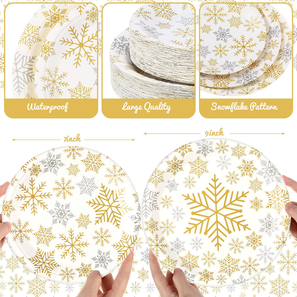 Yungyan winter wonderland setup with gold plates enhances party ambiance