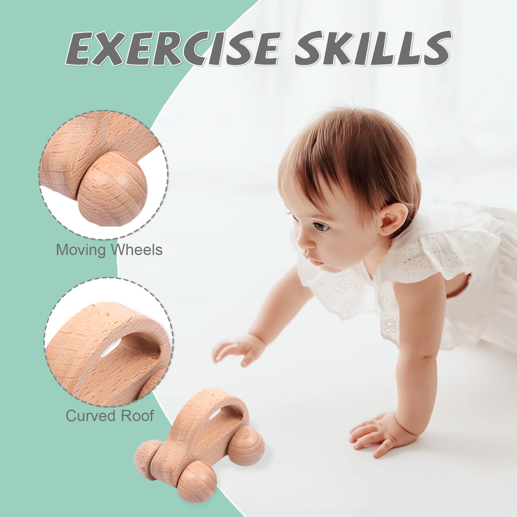 YunHe XinQiao hedgehog wooden rattle promotes auditory and grasping play.