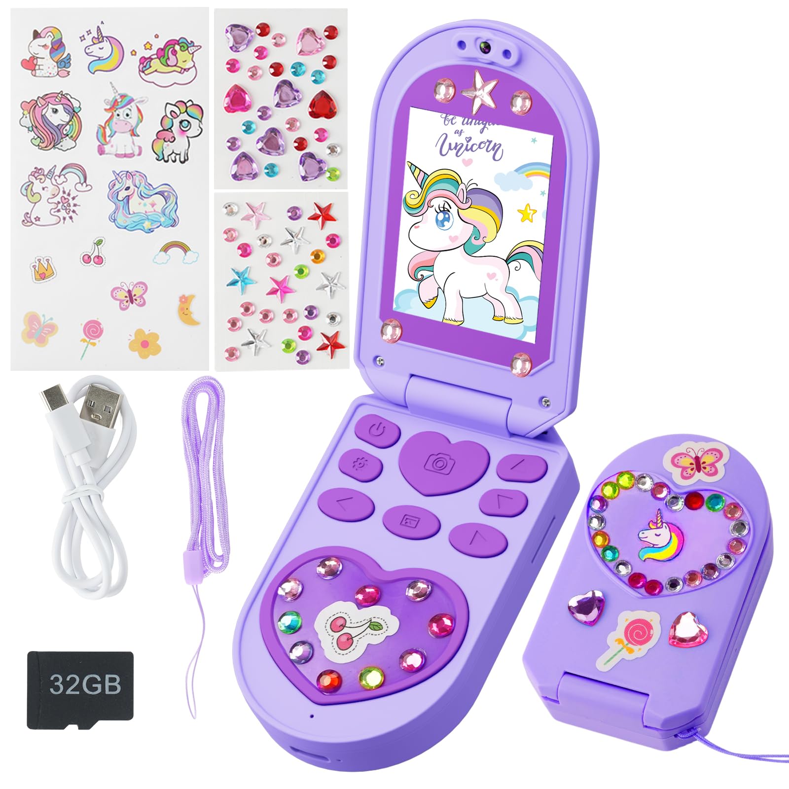 YUNIBRIX kids flip phone front camera for playful selfies and simple video moments