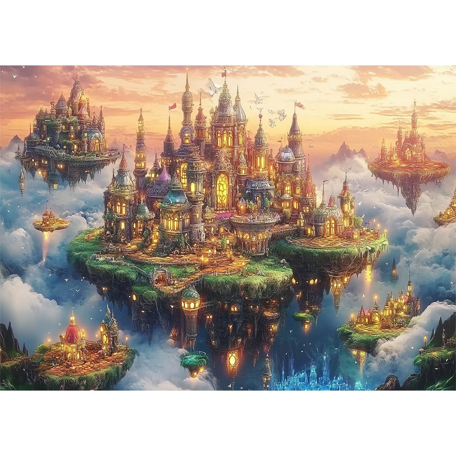 Yunlus City Skyward Kingdoms puzzle cover shows vibrant fantasy city art for immersive solving.