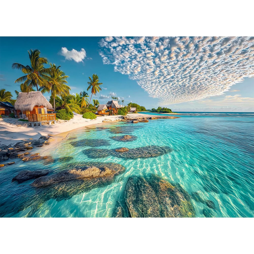 Yunlus Summer Breeze puzzle box front showing a vibrant beach scene for immersive puzzling