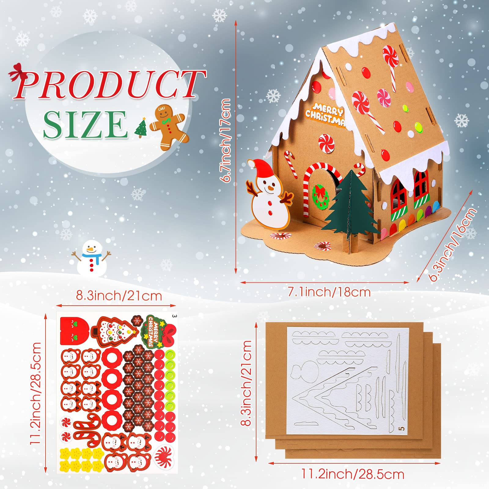 Yunsailing 6-set gingerbread houses candy-cane pattern brightens gift-ready decorations
