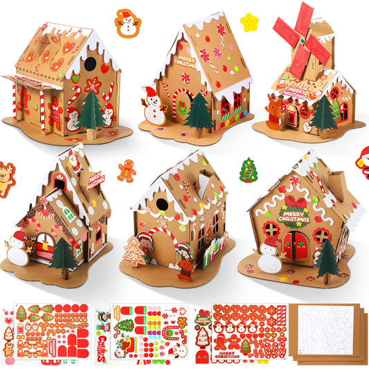 Yunsailing 6-set gingerbread houses with elk pattern for festive table decor and photo ops