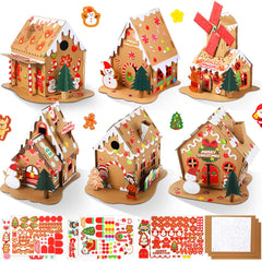 Yunsailing 6-set gingerbread houses with elk pattern for festive table decor and photo ops