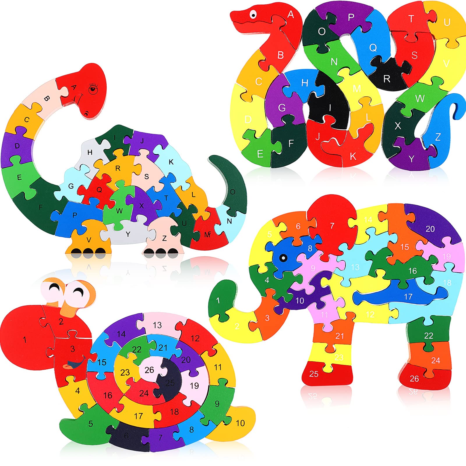 Yunsailing snail alphabet puzzle with colorful wood blocks for early recognition.