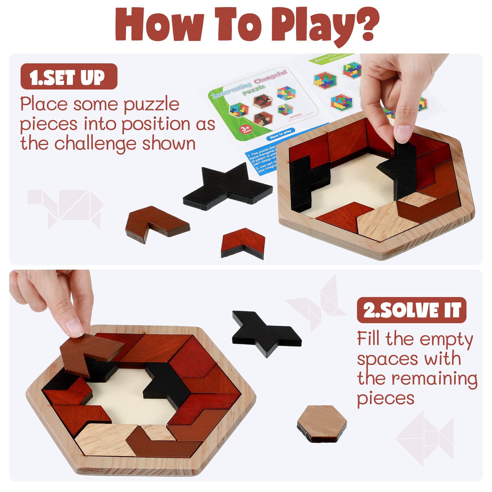 Yunsailing basswood blocks provide smooth, durable wooden tangrams.