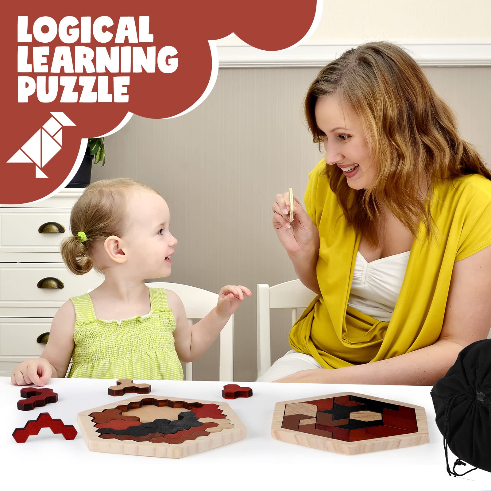 Yunsailing colorful wooden pieces offer tactile, engaging play sessions.