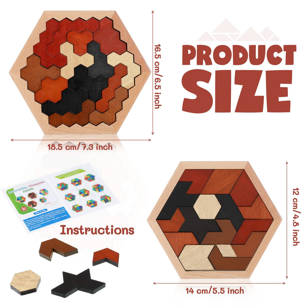 Yunsailing hexagon tangram puzzle pieces closeup highlights colorful blocks for creativity.