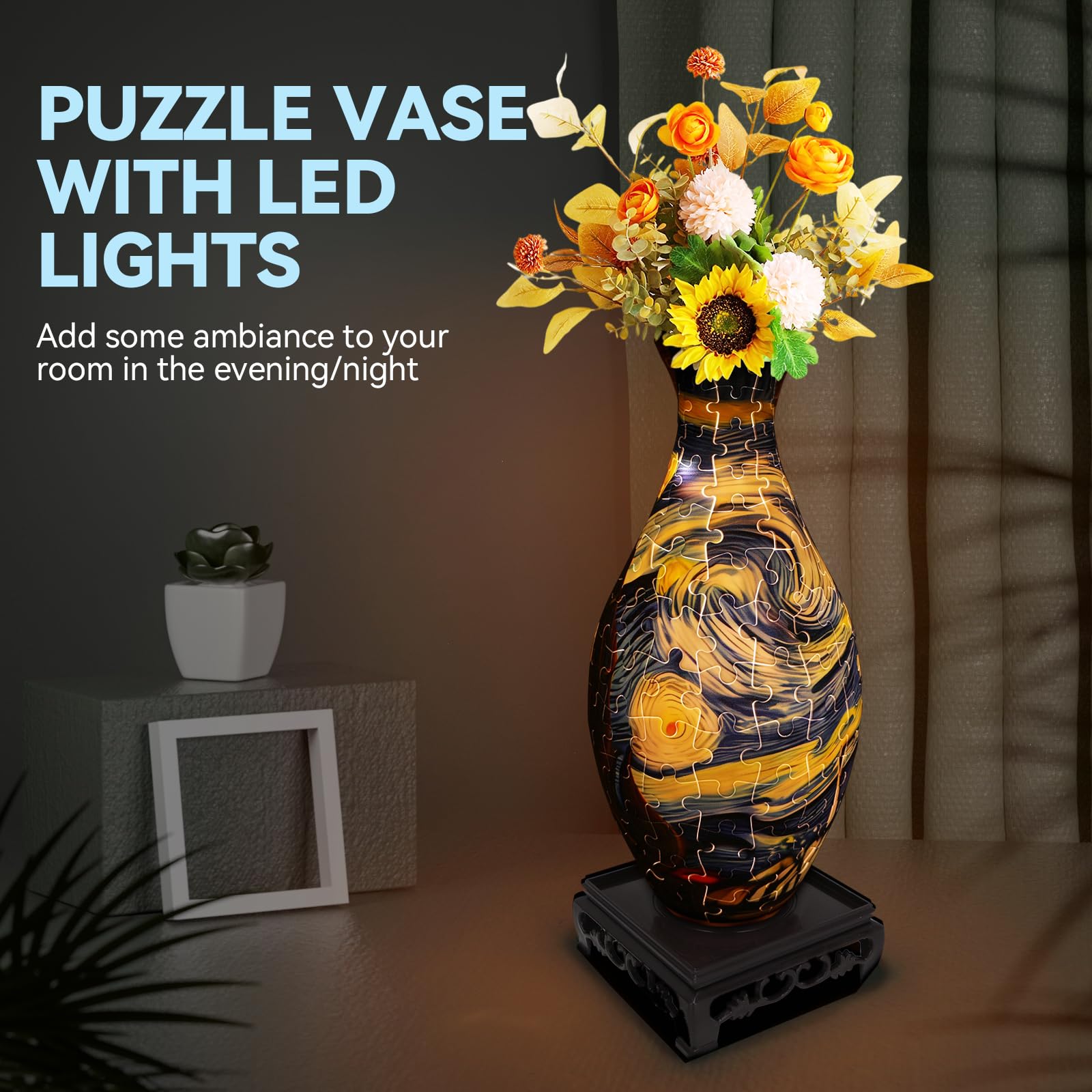 YunSheCSBS 3D puzzle vase assembly highlights creative challenge and focus.