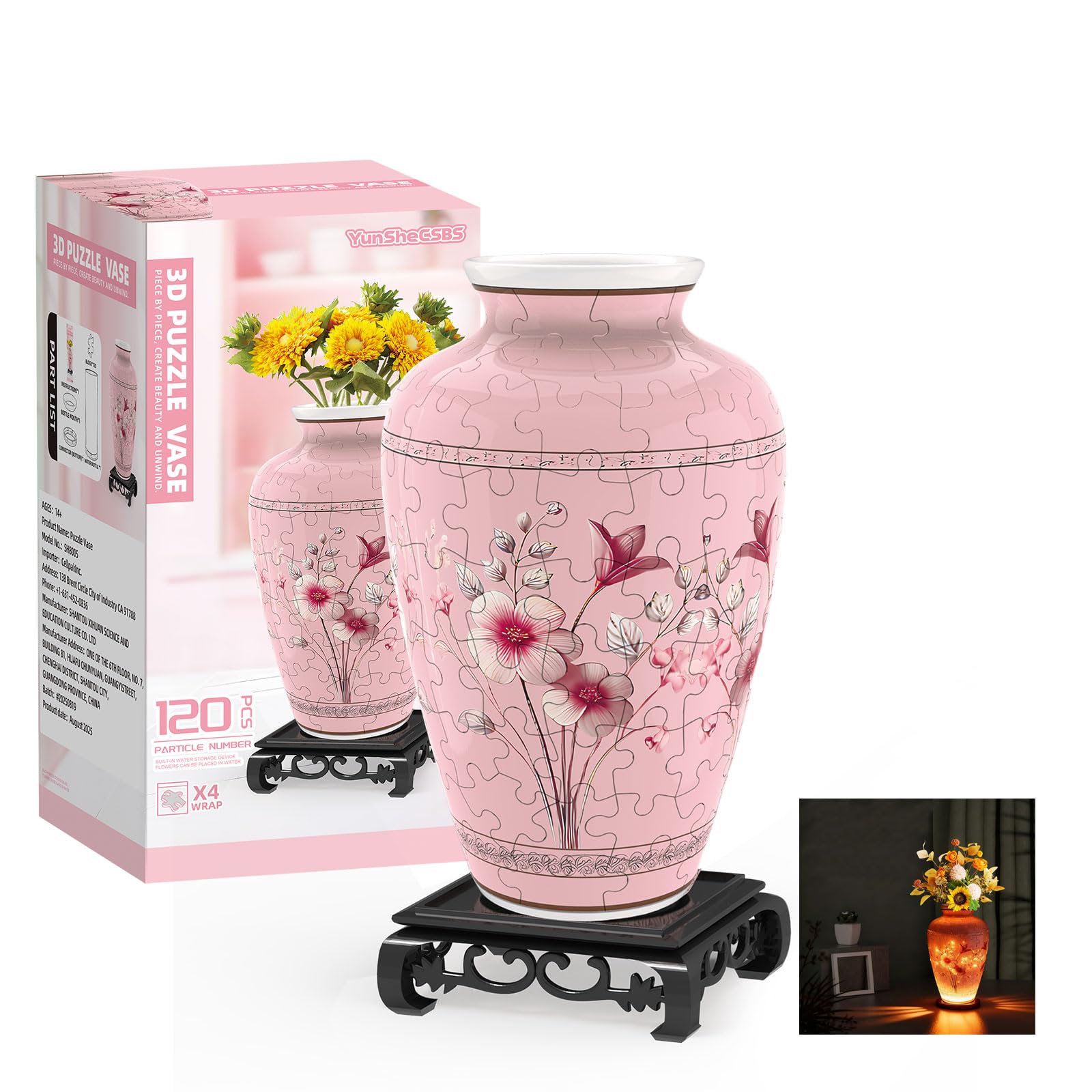 YunSheCSBS 3D puzzle vase assembly as a striking centerpiece for modern rooms.