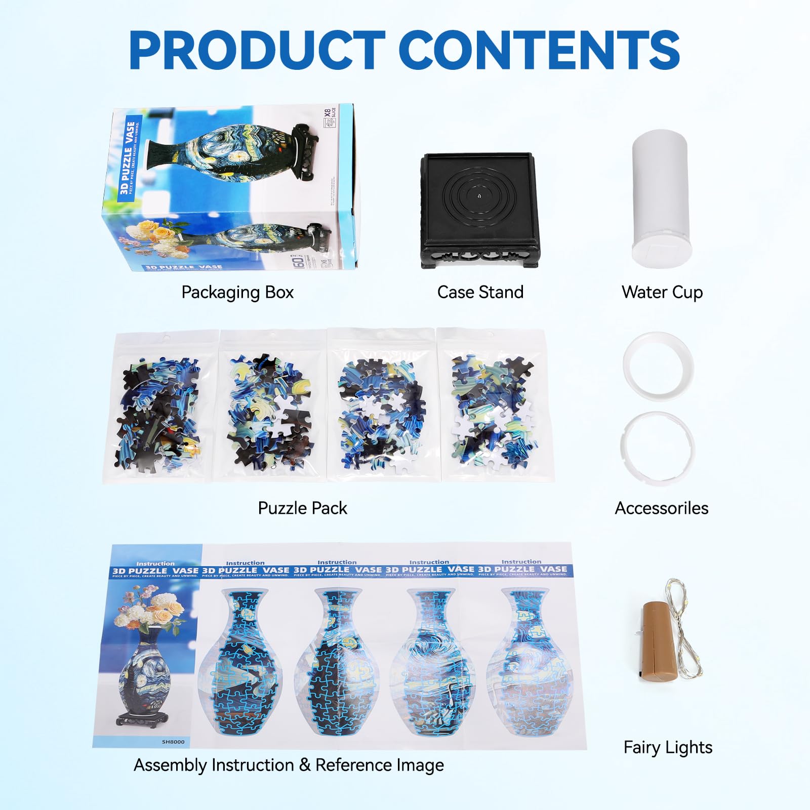 YunSheCSBS 3D puzzle vase made of durable materials for lasting display.