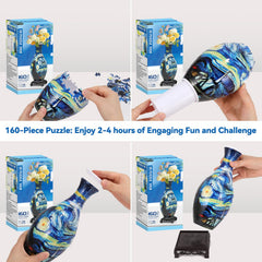 YunSheCSBS 3D puzzle vase finished dimensions 4.4" diameter by 9.5" height.