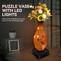 Completed YunSheCSBS puzzle vase assembly in pink with glow