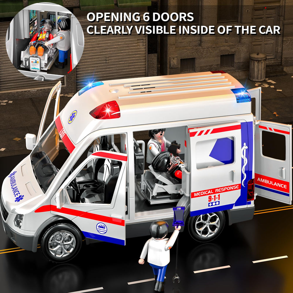 YunWings ambulance toy doctor figures promote imaginative role play.