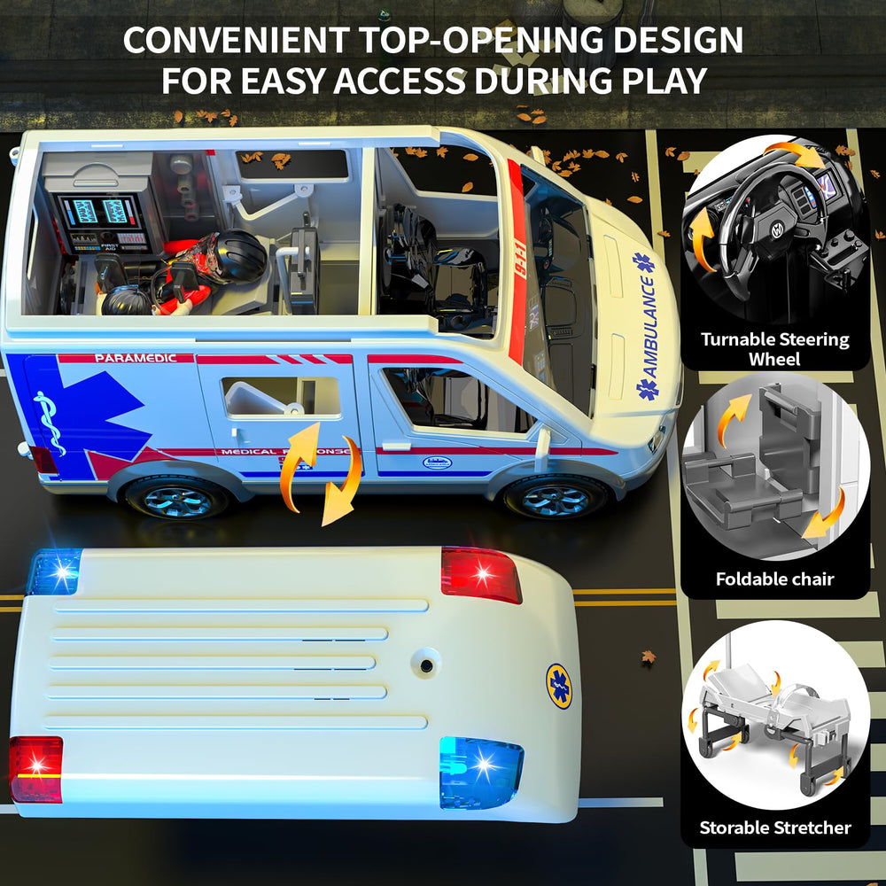 YunWings ambulance toy lights and siren enhance immersive playtime.