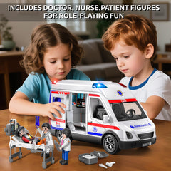 YunWings ambulance toy stretcher accessory adds realistic rescue scenarios.