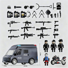 YunWings police car toy open roof for quick role-play scenarios.