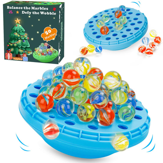 YUOIOYU Marble Balance Game blue setup ready for family play and quick setup.