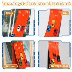YUOIOYU suction cups gripping the track for stable play on smooth surfaces