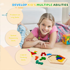 Kids assemble tangrams to improve hand-eye coordination with YUQILIN