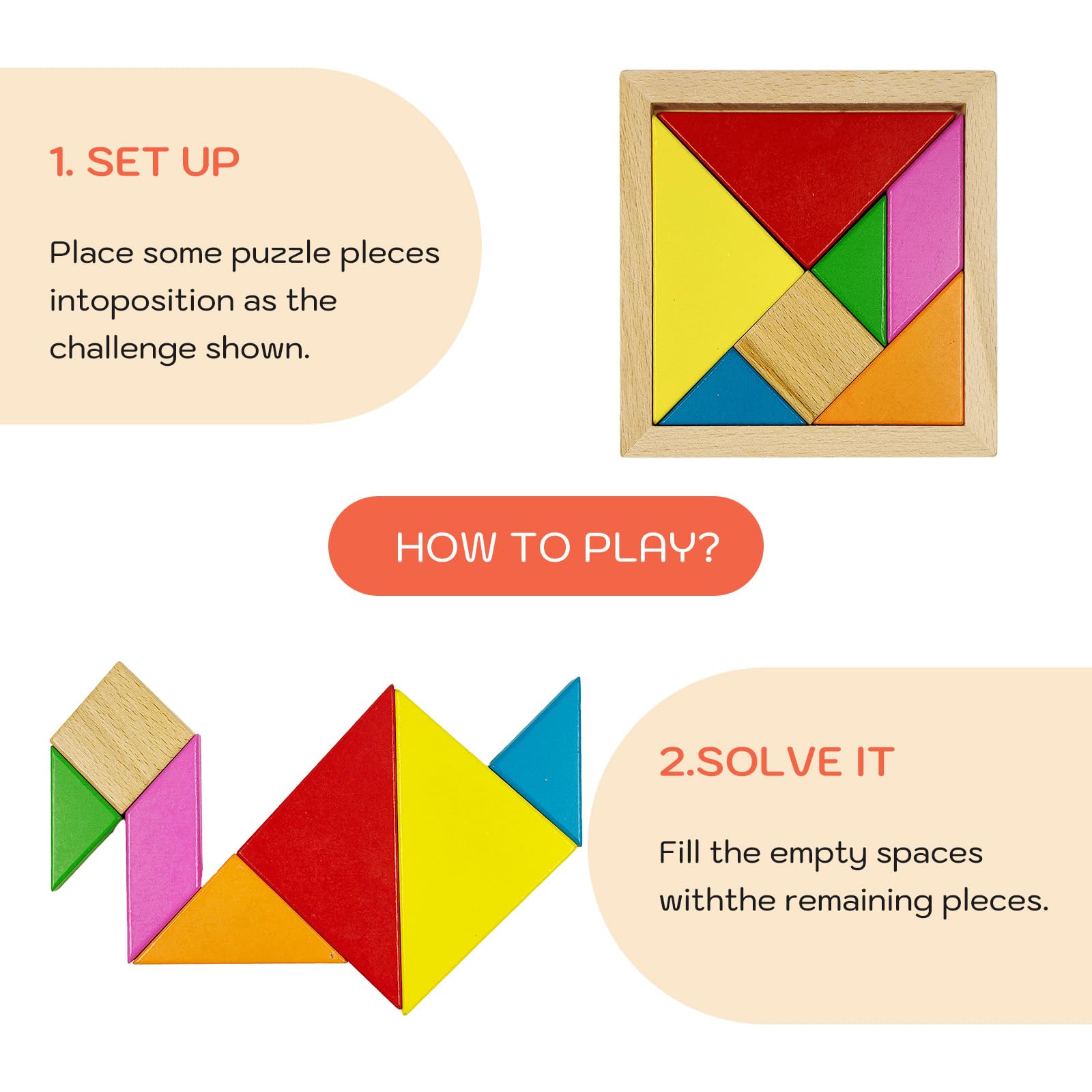Portable, lightweight tangrams ideal for travel and on-the-go play