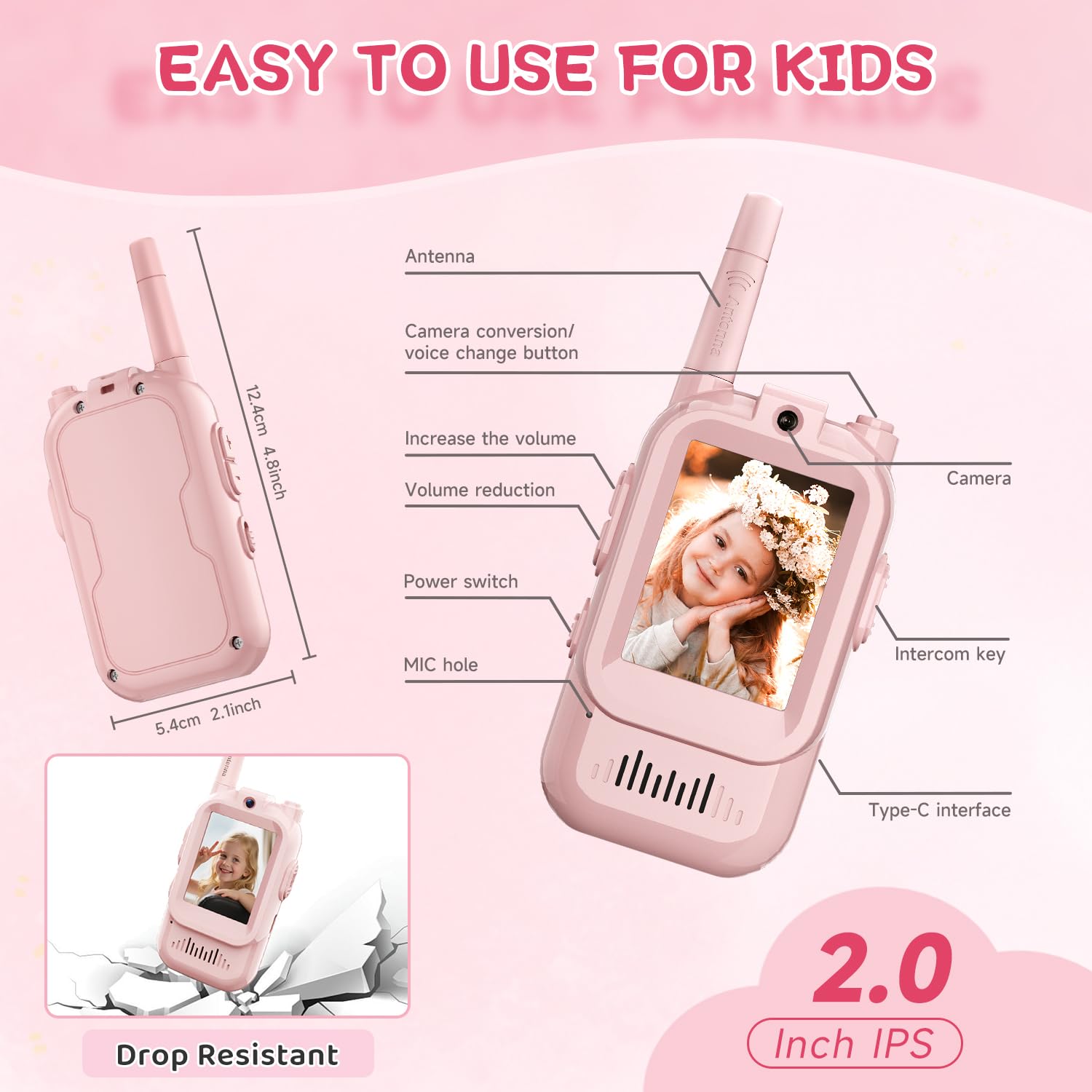 YUSSBCU rechargeable battery video walkie talkies for continuous play.