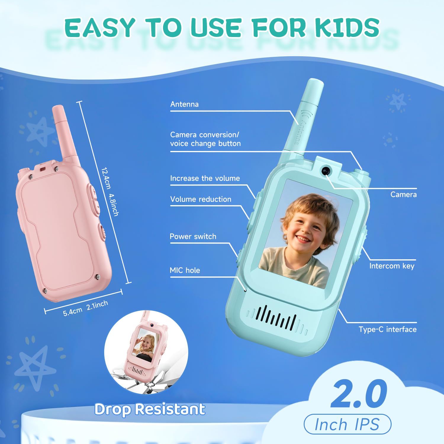 YUSSBCU video walkie talkies voice modes: switch voices for imaginative play