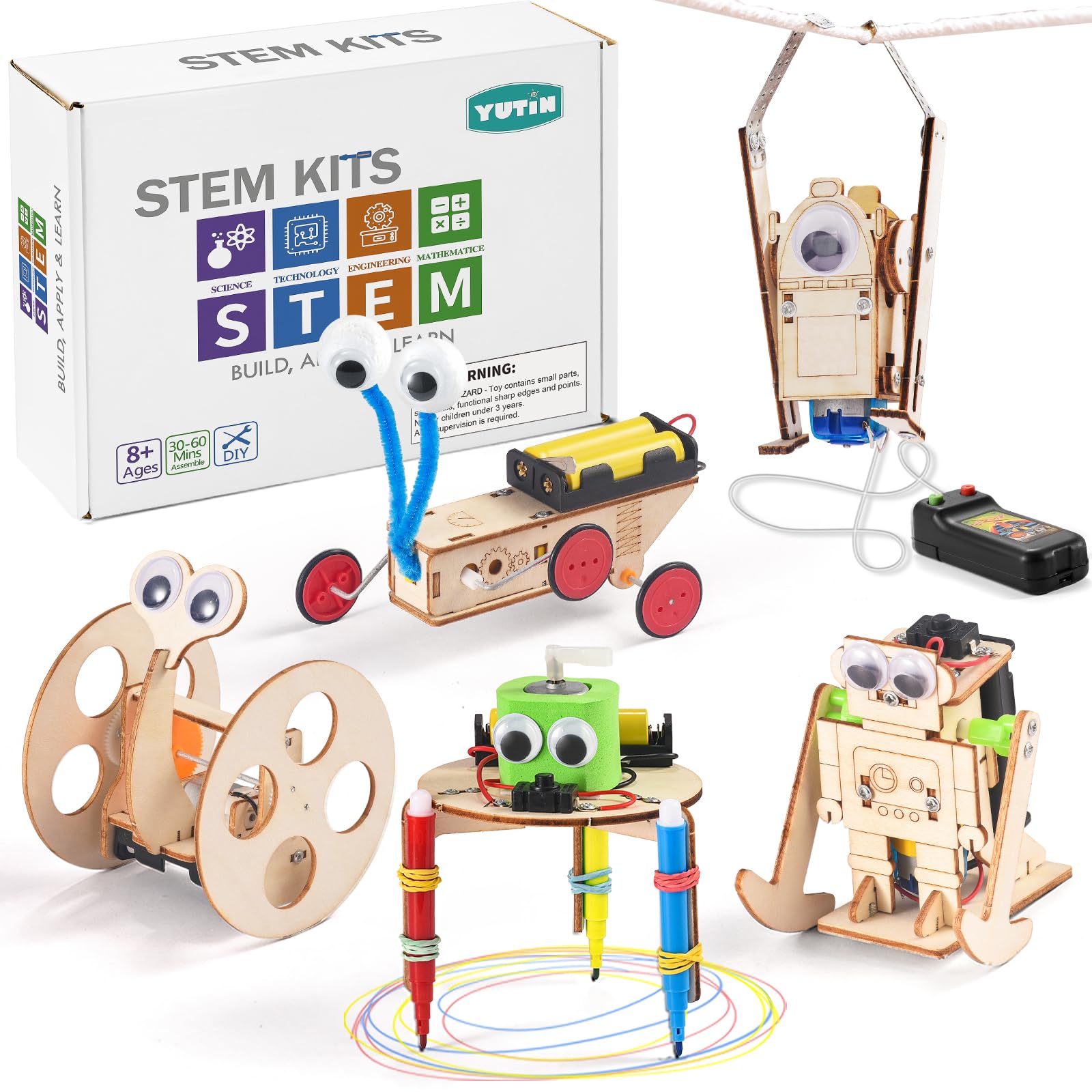 Yutin 5-in-1 STEM robot kit doodling robot for hands-on learning and creativity.