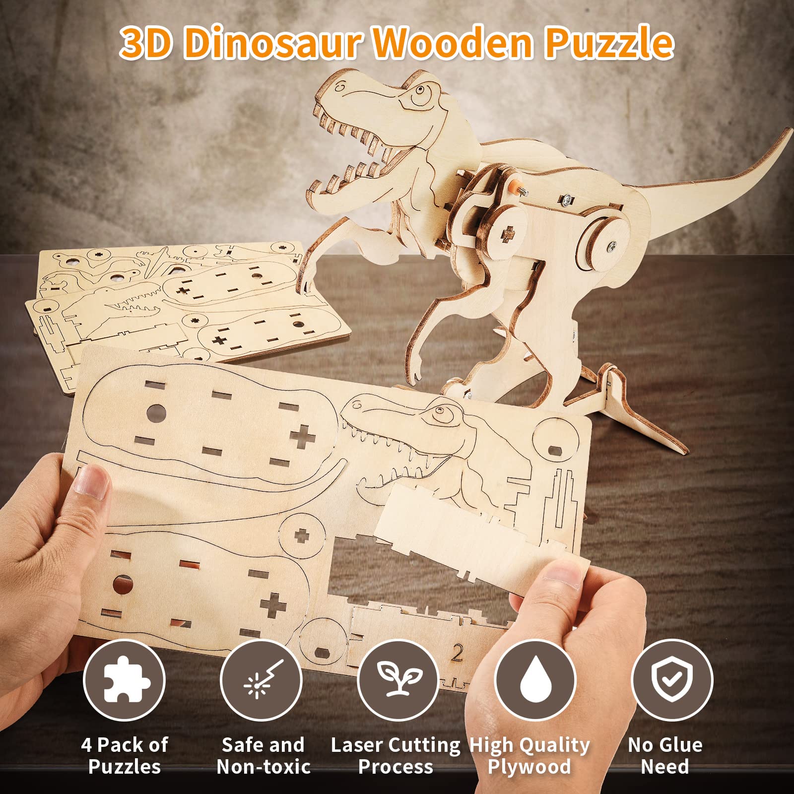 Yutin dinosaur STEM kit triceratops wooden puzzle supports problem-solving during assembly