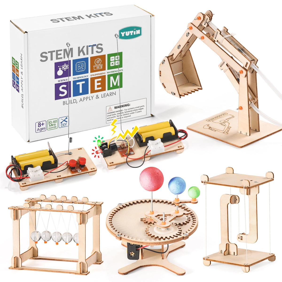 Yutin STEM kits Newton's cradle assembly demonstrates momentum for hands-on physics learning
