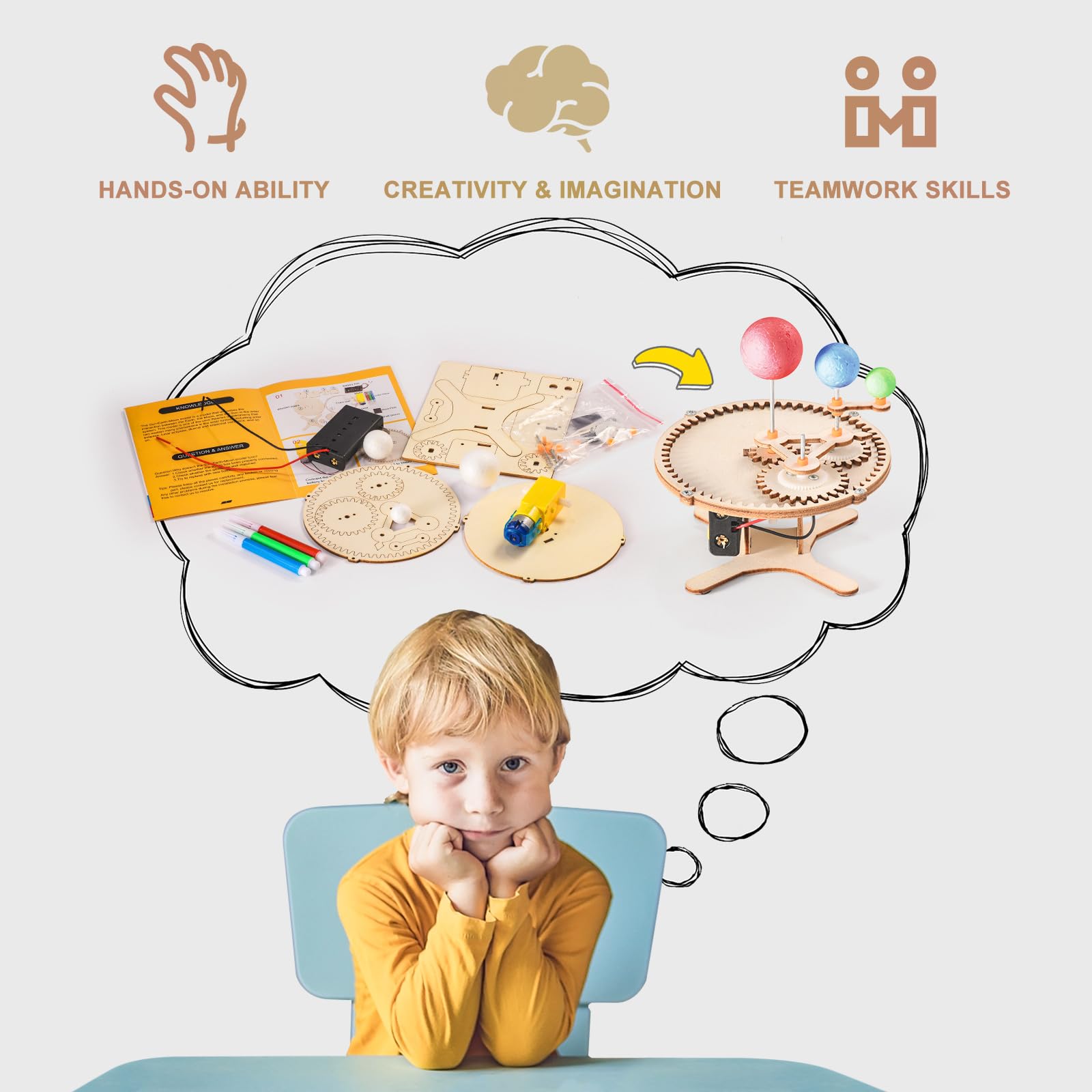 Yutin STEM kits sun-earth-moon model visualizes celestial motions and cycles