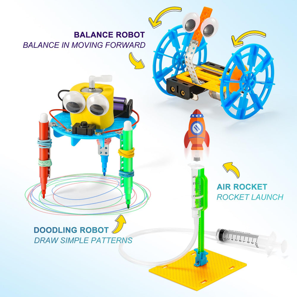Yutin STEM robotics kit doodling robot demonstrates creativity and fine motor skills during play.