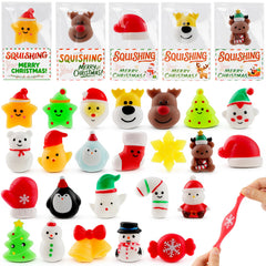 YUYUGAGA Christmas Mochi Squishy Toys 24-pack with gift cards for gifting joy.