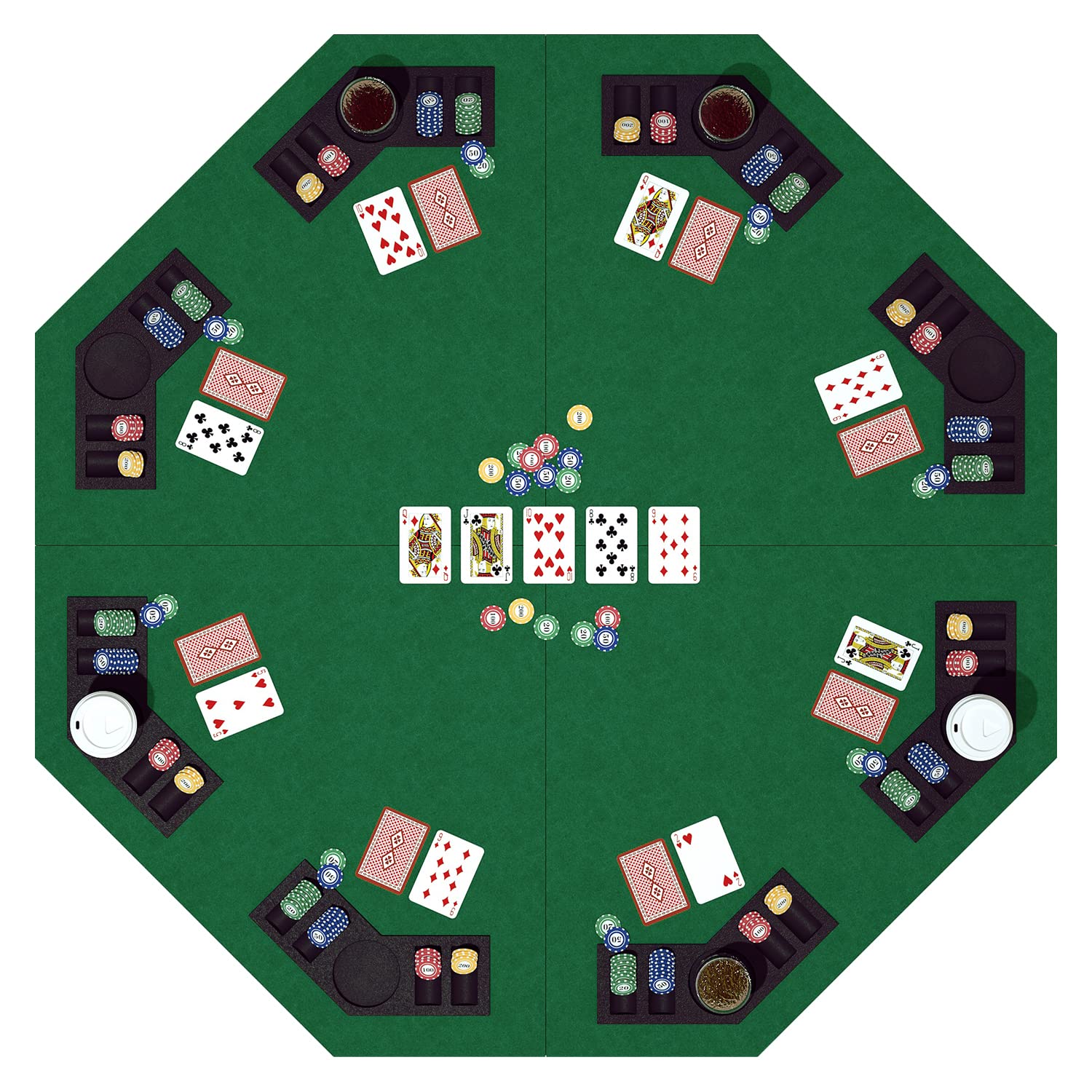 YUZPKRSI 48-inch octagon table top in green seats eight players comfortably for family game nights.