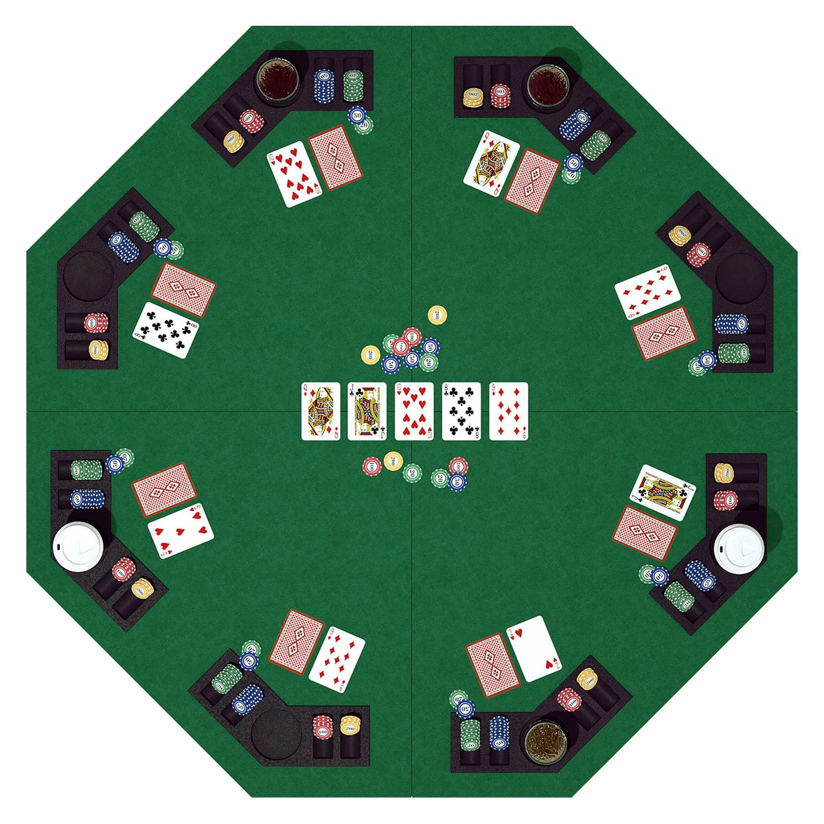 YUZPKRSI 48-inch octagon table top in green seats eight players comfortably for family game nights.
