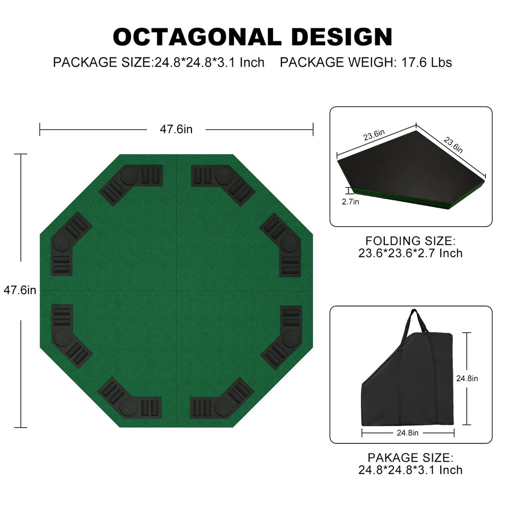 YUZPKRSI octagon layout supports up to eight players for diverse card games.