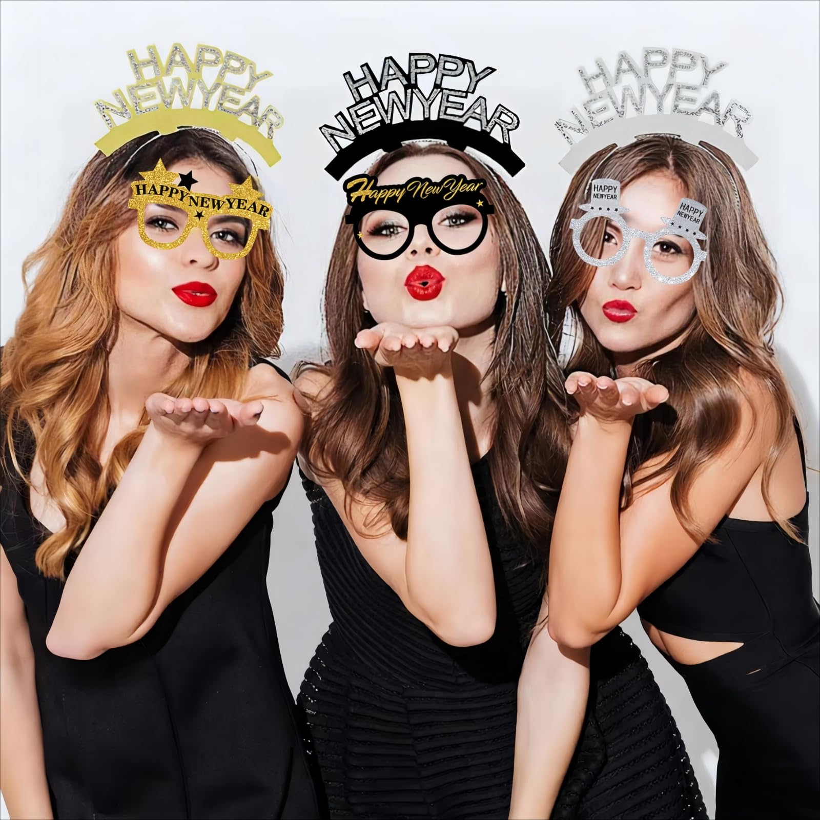 YVAINE Adults wearing party accessories for photos and cheers.