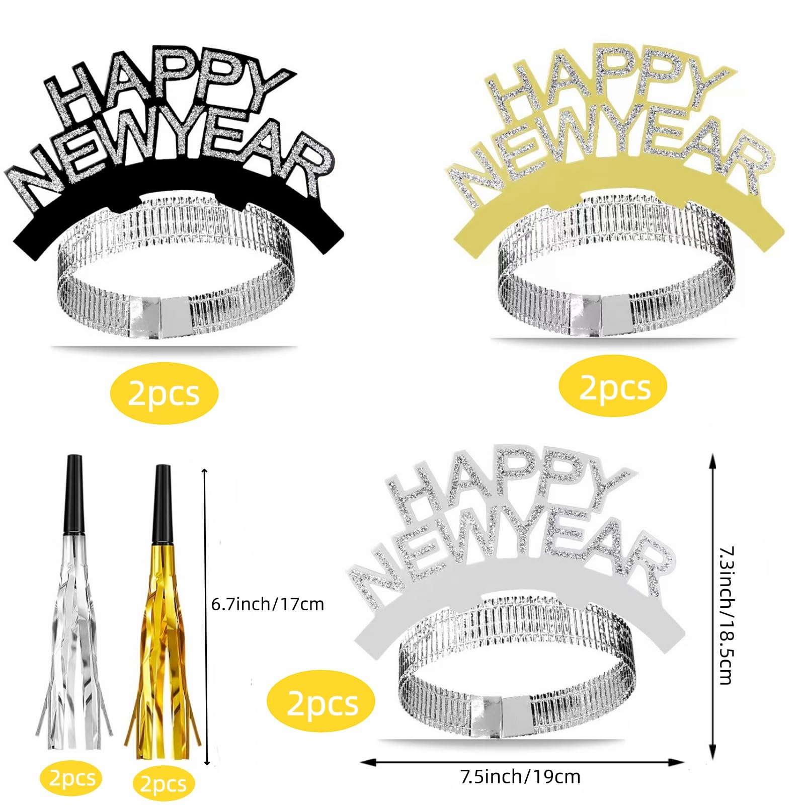 YVAINE Glitter tiaras for a glamorous New Year look.