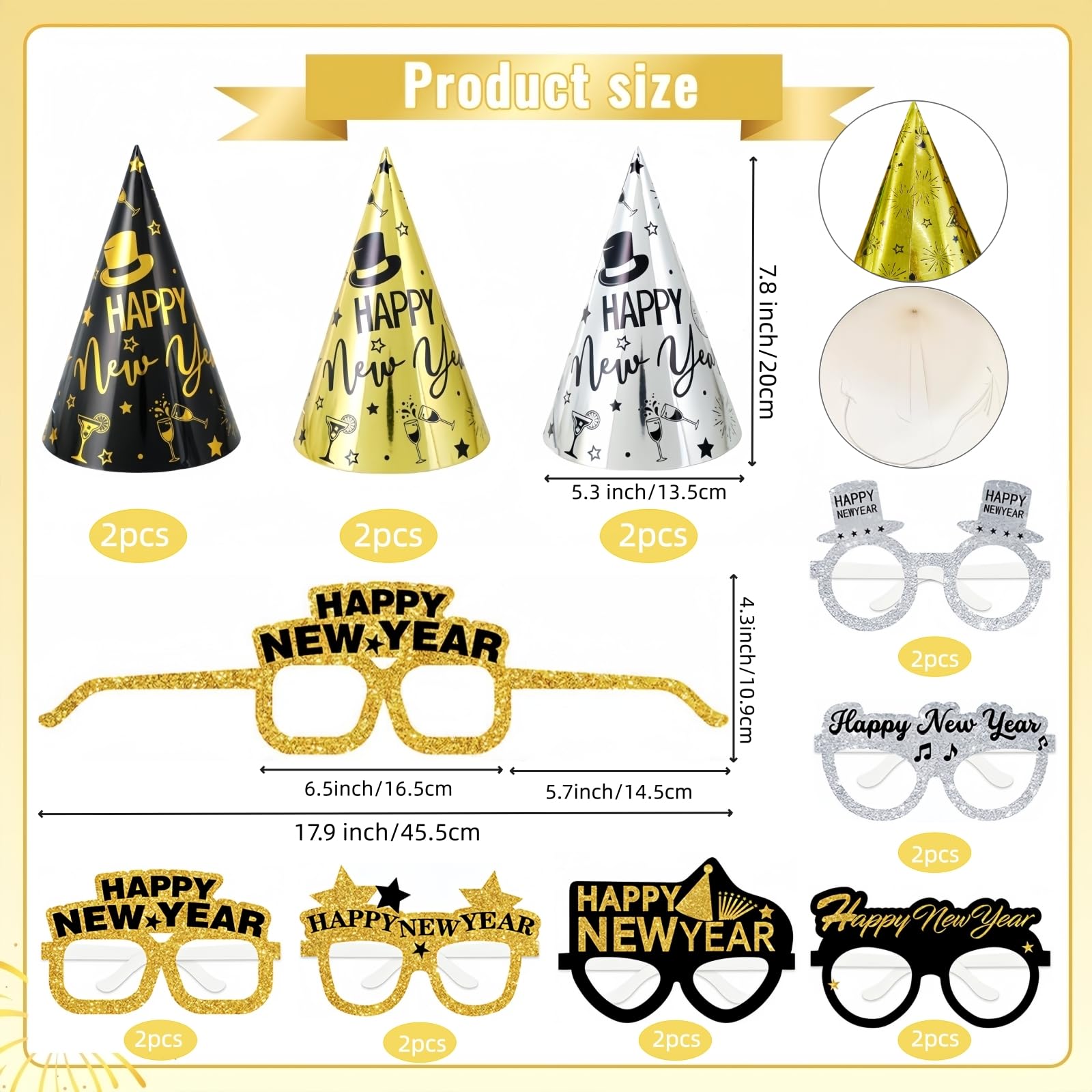 YVAINE New Year paper glasses add playful flair to events.