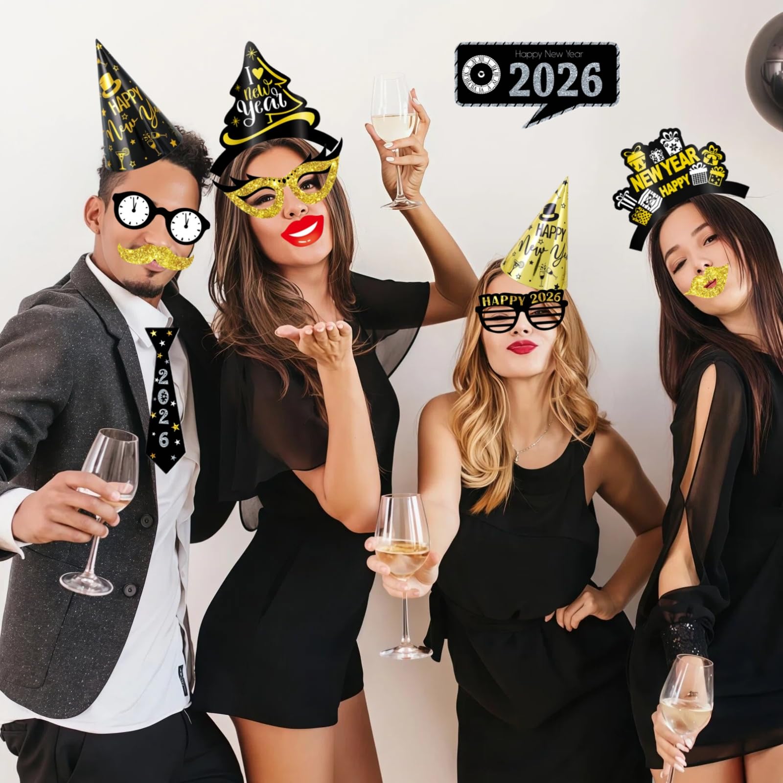 YVAINE coordinated black-gold decor accents for a polished NYE look.